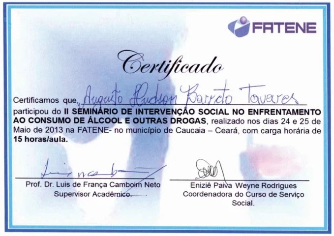 Certificado e reconhecimento Atos Vida 13